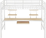 Kinderbed - Zonder matras - Zonder stoel - Metalen Bedframe met Bureau en Twee Boekenplanken - Geschikt voor Kinderen - Tieners en Volwassenen - 90x200 cm - Zwart