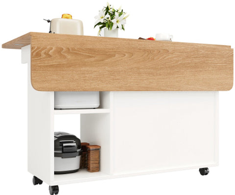 Keukeneiland - Modern Keukeneiland - Keukenkast - Uitneembare Serveerwagen Buffetkast - Eetkamerwagen - met Houtnerf - Buffetkast - Multifunctionele Eettafel - met Opbergruimte