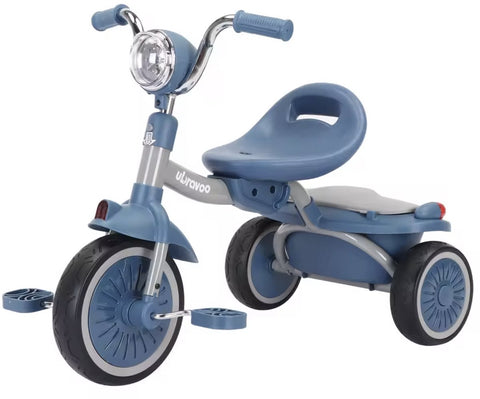 Driewieler - Kinderfiets - Peuterfiets - PU wielen - Schokabsorptie - Opvouwbaar - Verstelbaar zadel - Met licht - blauw