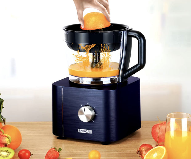 Keukenmachine - Alles in 1 keukenmachine - Multifunctionele keukenmachine - Vleesmolen - Garde - Kneder - Shredder - Sinaasappelpers - Hakselaar - Blender - 1100W - Donkergrijs