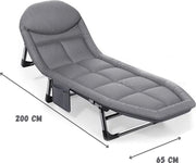 Veldbed - Veldbedden 1 Persoon - Kampeerbed - 65x200x32 Cm - Stretcher - Inklapbaar Campingbedje - Met Matras - Volwassenen - Grijs