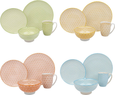Luxe Serviesset – 32 delig – 8 persoons – Porselein - Bordenset – Dinner platen – Dessertborden - Kommen - Mokken - Schaaltjes - Meerkleurig