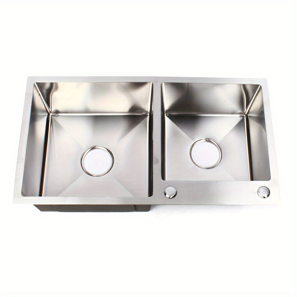 Keukenspoelbak – Dubbele Spoelbak – Gootsteen – Wasbak – Spoelbakken Keuken – Roestvrij Staal – 2 Bakken 76x43 cm – Met Afvoerset & Geluidsdemping