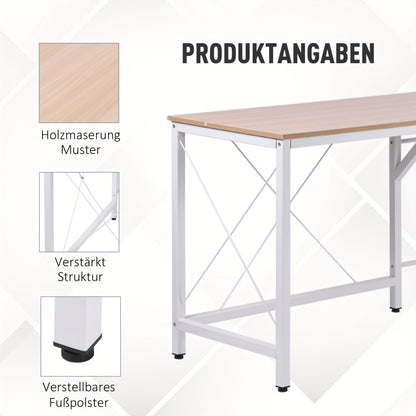 Hoekbureau – L-vormig Bureau – Computerbureau – Schrijftafel – Thuiswerkplek – Natuurlijk Kleur – Metaframe – 150x150x76 cm – Schuin Randontwerp