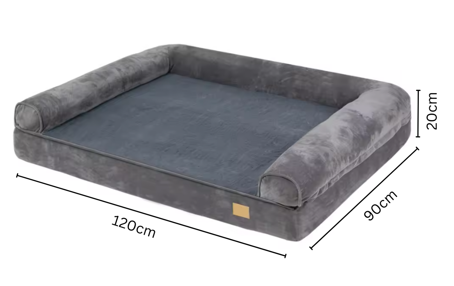 Hondenbed - Orthopedisch Hondenbed – Comfortabel & Stevig – Wasbare Hoes – Waterdicht & Anti-Slip – Ideaal voor Honden en Katten - Extra Grote - 120 x 90 x 20 cm - Grijs