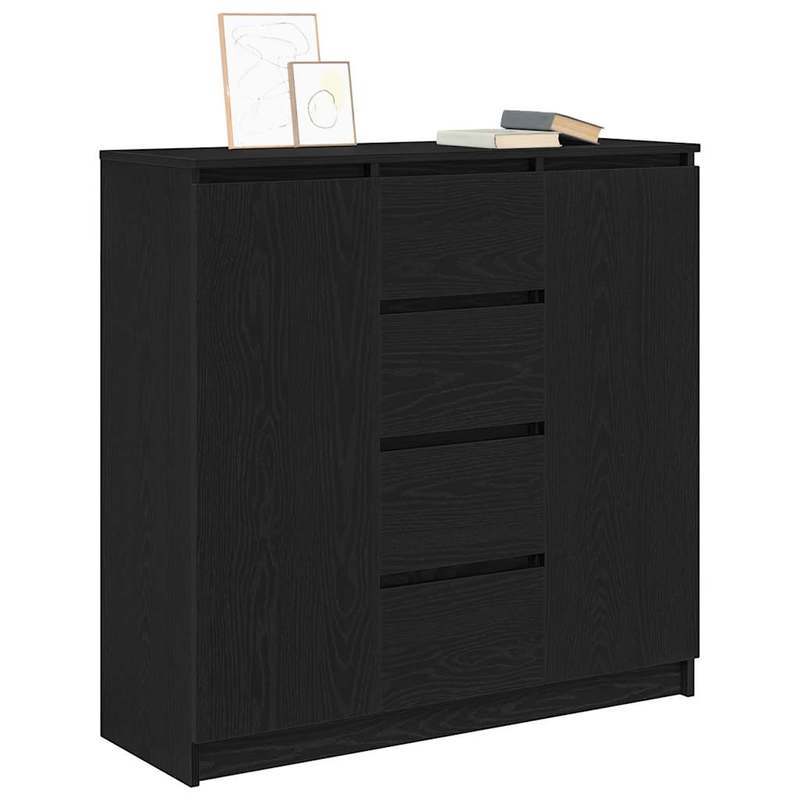 Dressoir – Sideboard – Opbergkast – Ladekast – Commode – Zwart Eiken – MDF Chipboard – Praktisch Met Lades 100,5x35x98,5 cm