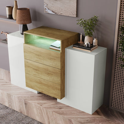 Dressoir – Sideboard – Ladekast – Opbergkast – Kast – Modern Design – 140 cm Breed – Deels Glossy Afwerking