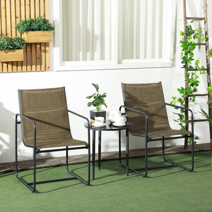Balkonstoelen – Tuinstoelen – Buitenstoelen – Terrasstoelen – Balkonstoel Set Bruin – Stevig Metalen Frame – Ademend Polyester