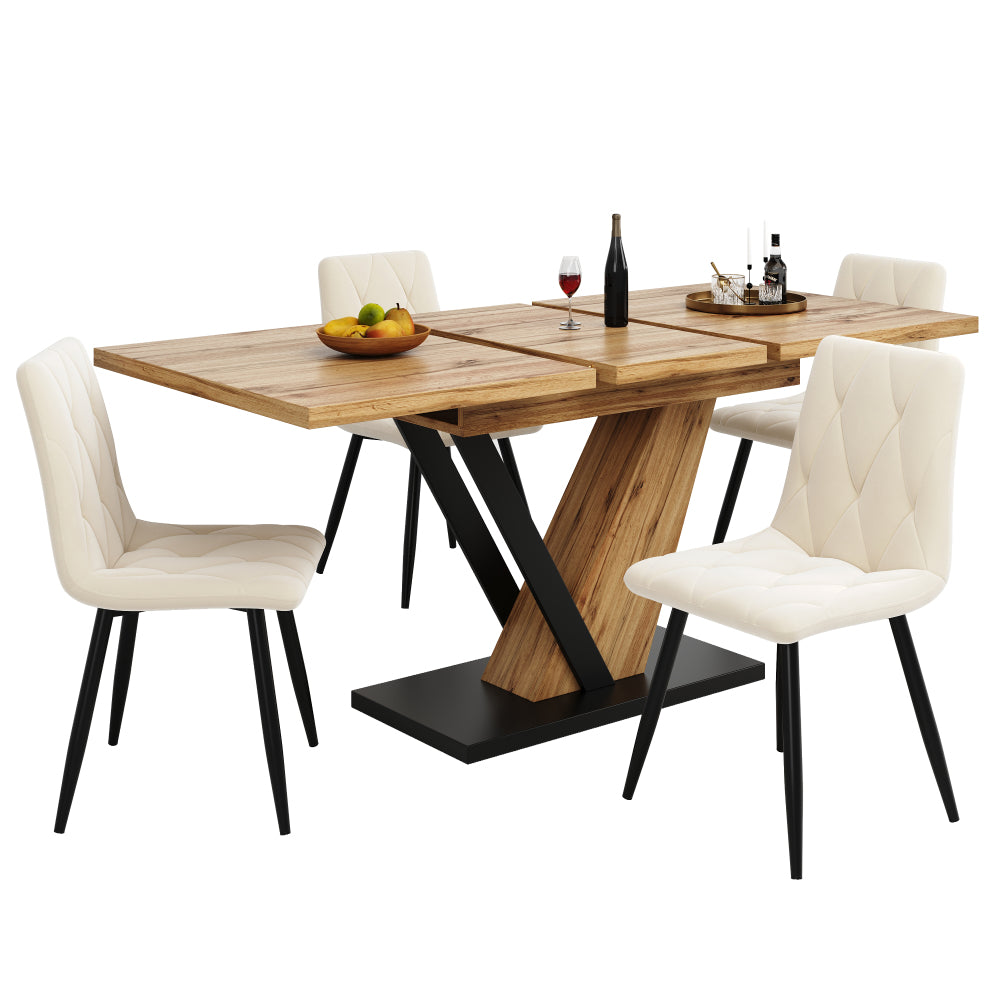 Modern Extendable Dining Table with Expandable Top - Space-Saving Design, Extends from 120 to 160cm Length, Multifunctional Kitchen & Dining Room Table Suitable for Small Spaces, Easy Assembly (No Wood)