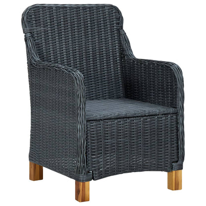 Tuinset – Dining Set – Buitenmeubelset – Tuinmeubilair – Eettafel met Stoelen – Weerbestendig PE-Rattan – Gepoedercoat Stalen Frame – Comfortabele Kussens – Donkergrijs/Zwart