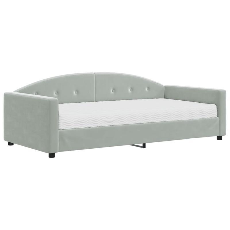 Sofa Bed – Slaapbank – Bedbank – Klapbank – Slaapbankje – Lichtgrijs Velvet – Matras 100x200 cm – Afneembare Bekleding