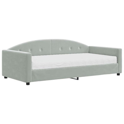 Sofa Bed – Slaapbank – Bedbank – Klapbank – Slaapbankje – Lichtgrijs Velvet – Matras 100x200 cm – Afneembare Bekleding