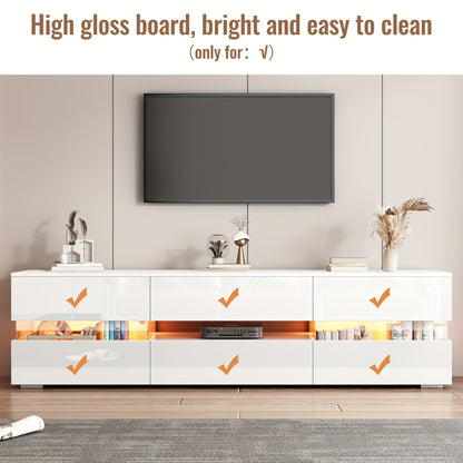 TV-Meubel – TV-Kast – TV-Dressoir – TV-Bank – Hoogglans Meubel – Modern Wit Hoogglans – Push-Open Systeem – Voor Tv’s Tot 70 Inch