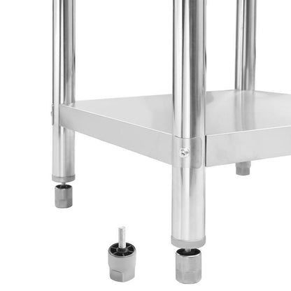 Werktafel Keuken – RVS Werkbank – Inklapbare Tafel – Werkblad Horeca – Werkbank Met Opbergruimte – 120x60x93 cm – Roestvrij Staal – Verhoogde Achterwand – Dubbellaagse Plank