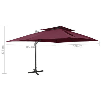 Zweefparasol – Hangparasol – Parasol Met Voet – Tuinparasol – Aluminium Constructie – 400x300 Cm – 360 Graden Draaibaar