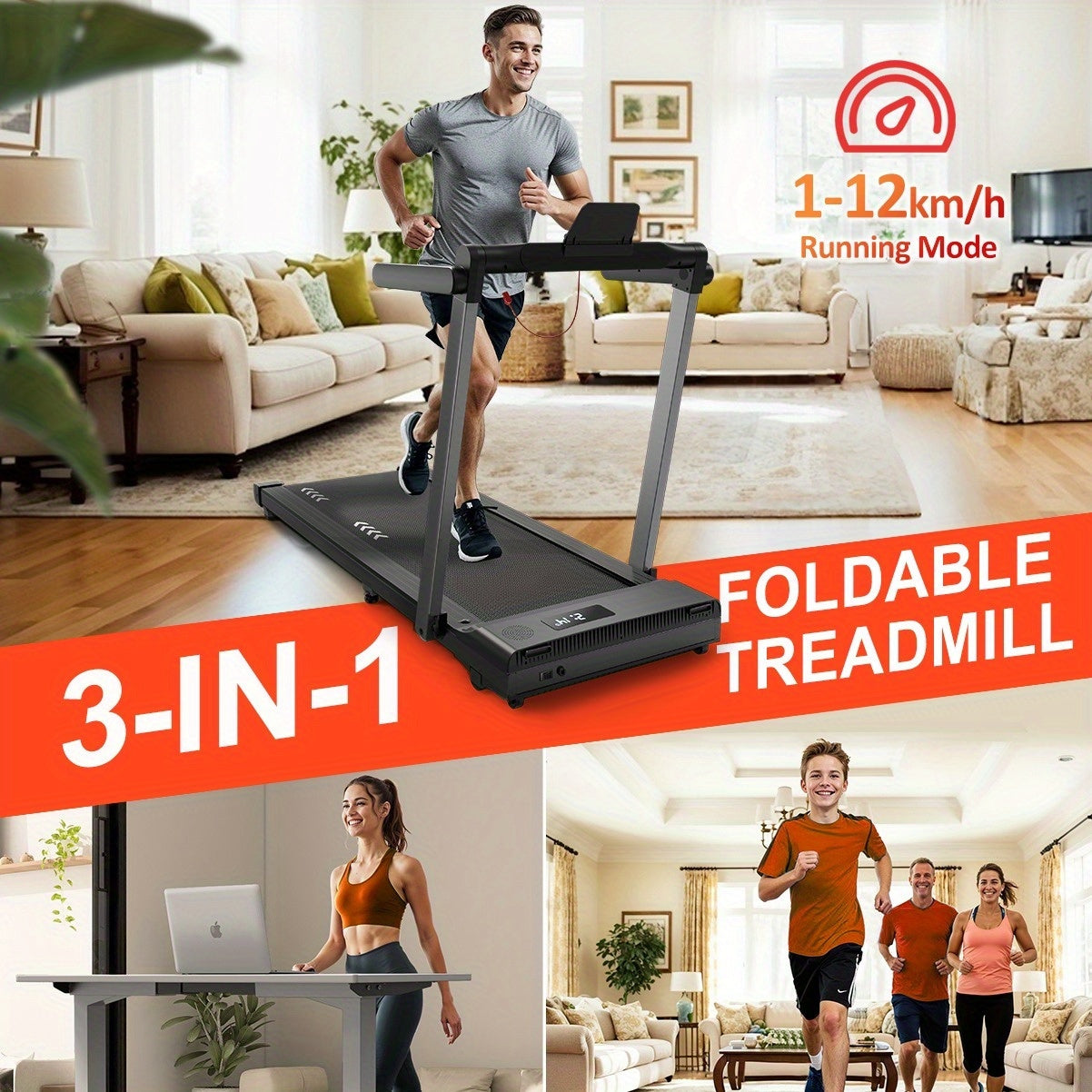 Loopband – Wandelband – Hardloopband – Treadmill – Walking Pad – 2,5 PK Motor – Inklapbaar met Bluetooth & 12 Programma’s