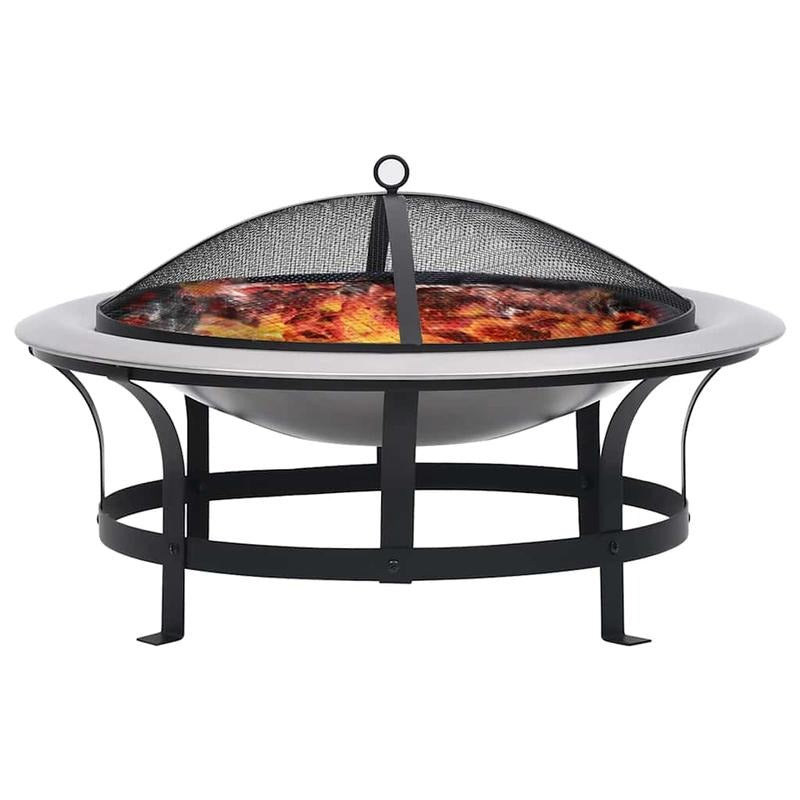 Tuinhaard – Vuurkorf – Vuurschaal - Buitenhaard – Grill – Roestvrij Staal – Inclusief Vonkenscherm – Verplaatsbaar 76 Cm