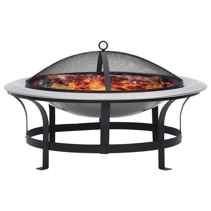 Tuinhaard – Vuurkorf – Vuurschaal - Buitenhaard – Grill – Roestvrij Staal – Inclusief Vonkenscherm – Verplaatsbaar 76 Cm