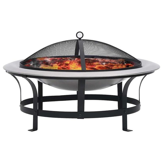 Tuinhaard – Vuurkorf – Vuurschaal - Buitenhaard – Grill – Roestvrij Staal – Inclusief Vonkenscherm – Verplaatsbaar 76 Cm