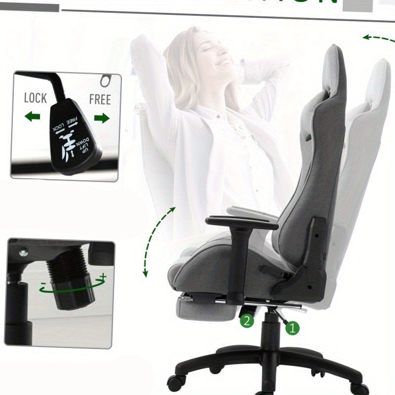 Ergonomische Bureaustoel – Bureaustoel – Kantoorstoel – Werkstoel – Thuiswerkstoel – Verstelbare Armleuningen – Draaifunctie 360° – Hoog Rugontwerp – Stevig Metalen Frame – Grijs