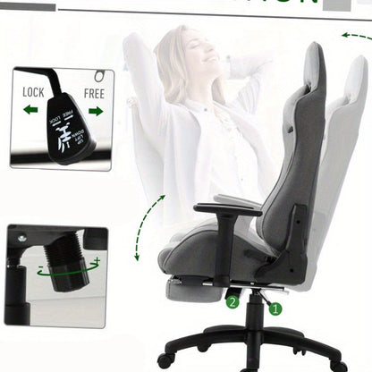 Ergonomische Bureaustoel – Bureaustoel – Kantoorstoel – Werkstoel – Thuiswerkstoel – Verstelbare Armleuningen – Draaifunctie 360° – Hoog Rugontwerp – Stevig Metalen Frame – Grijs