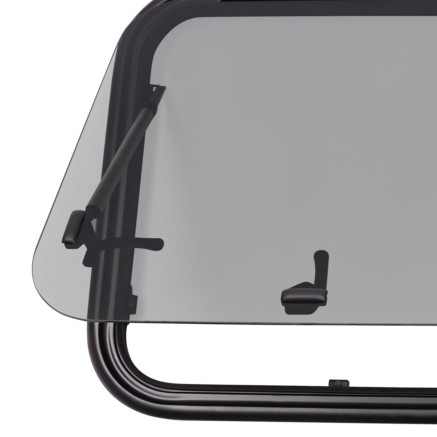 Camperraam – Camper Uitzetraam – Caravan Raam – Motorhome Raam – Uitschuifraam – Gehard Glas 4mm – Nooduitgang 65° Openend – Aluminium Frame