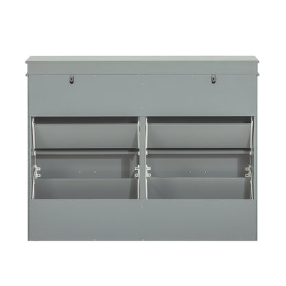 Schoenenkast – Schoenenrek – Schoenopberger – Schoenenmeubel – Schoenendoos – Compact 4-Deurs Ontwerp – MDF Grijs Metalen Handgrepen