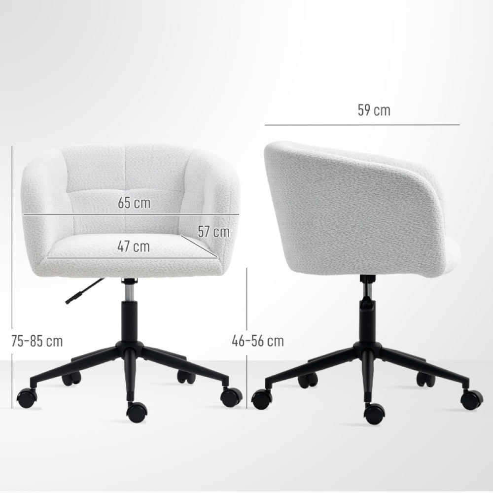 Bureaustoel – Kantoorstoel – Office Chair – Werkstoel – Draaistoel – Verstelbare Hoogte – 360° Draaibaar – Met Metalen Frame – Stoffen Bekleding – Handmatige Kantelfunctie – Vijf Wielen – Crème/Zwart