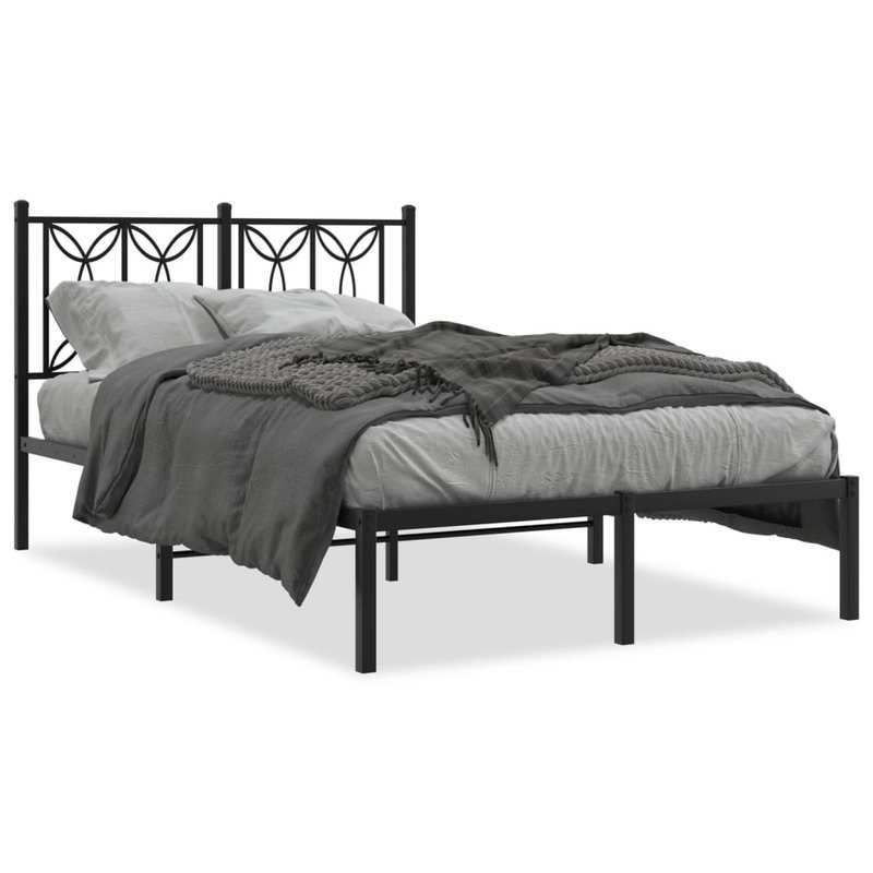 Modern Minimalist Bed Frame with Headboard - Heavy-Duty All-Metal Construction, Tool-Free Assembly, Extra Long Legs for Stability - Fits Standard Mattresses - Ideal for Small Spaces & Contemporary Bedrooms - 120x190cm (47x75i