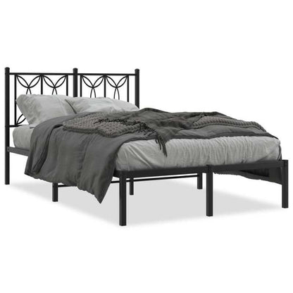 Modern Minimalist Bed Frame with Headboard - Heavy-Duty All-Metal Construction, Tool-Free Assembly, Extra Long Legs for Stability - Fits Standard Mattresses - Ideal for Small Spaces & Contemporary Bedrooms - 120x190cm (47x75i