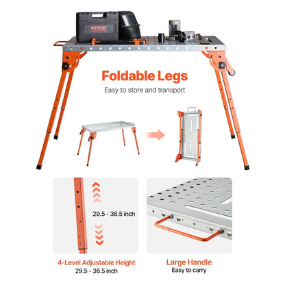 Werkbank Lastezel Werktafel Opklapbare Werkbank Laskar Werkstation – 44" x 21" – Verstelbare Hoogte 4 Niveau’s – Draagvermogen 500 LBS