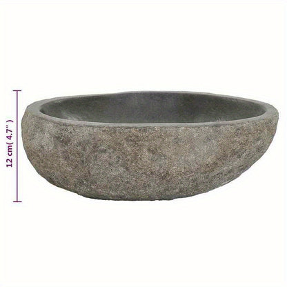 Oval River Stone Wastafel – Natuursteen Wasbak – Badkamer Fontein – Bovenop Wastafel – Steen Kom – 29-38x24-31 cm – Gemengde Kleur – Geen Hout – Makkelijk Schoon Te Maken