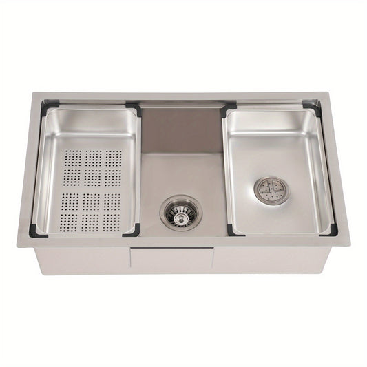Spoelbak RVS – Keukenspoelbak – Inbouw Spoelbak – Opbouw Spoelbak – Undermount Spoelbak – Grote Inhoud 76x45,8 cm – Mat RVS Afwerking