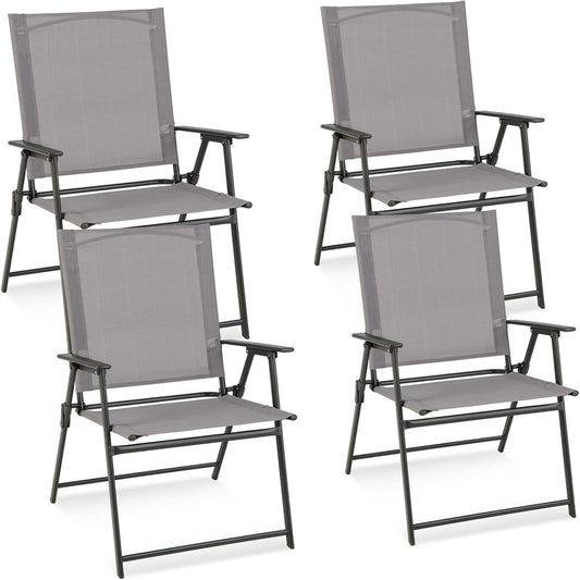 Tuinstoelen – Tuinstoel Set – Balkonstoel – Inklapbare Stoel – Stoelen Voor Buiten – Hoge Rugleuning – Stevig Metalen Frame
