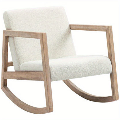 Draaifauteuil – Loungefauteuil – Relaxstoel – Draaistoel – Armstoel – Ergonomisch – Rubberwood Frame – Witte Zachte Bekleding – Verstelbare Rugleuning