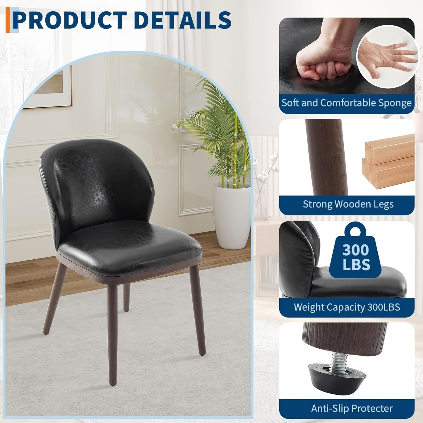 Eetkamerstoelen – Stoelen – Keukenstoelen – Kuipstoelen – Zwarte Stoelen – Modern Bekleed – Ergonomische Rugleuning – Metalen Frame – Draagvermogen 120 kg – Set van 2