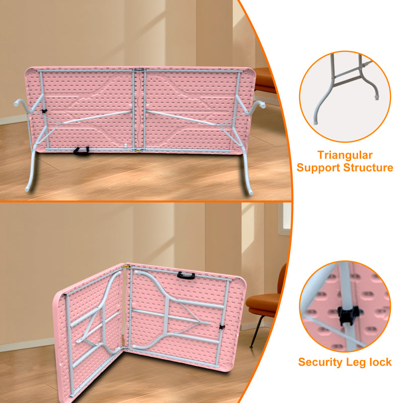 Inklapbare Tafel – Opvouwbare Tafel – Klaptafel – Campingtafel – Picknicktafel – Stevig Metalen Onderstel – Marmeren Kunststof Tafelblad 180 cm