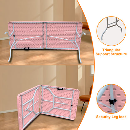 Inklapbare Tafel – Opvouwbare Tafel – Klaptafel – Campingtafel – Picknicktafel – Stevig Metalen Onderstel – Marmeren Kunststof Tafelblad 180 cm