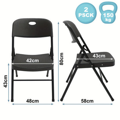 Klapstoel – Vouwstoel – Opklapstoel – Campingstoel – Tuinstoel – Stevig Metalen Frame – 249 KG Draagvermogen – Set Van 2 – 56x49x80 cm – Zwart