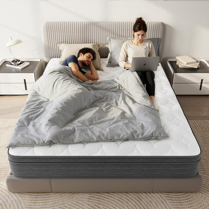 Memory Foam Sprung Hybrid Mattress Medium Firm | Double Bed Mattresses for Pressure Relief & Comfortable Sleep, Polyester Blend Cover, NECHE Brand