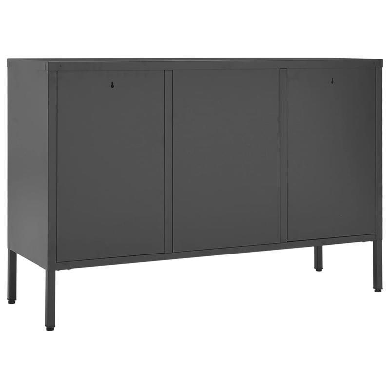 Sideboard – Dressoir – Kast – Opbergmeubel – Buffetkast – Antraciet – Staal en Gehard Glas – Compact en Verplaatsbaar