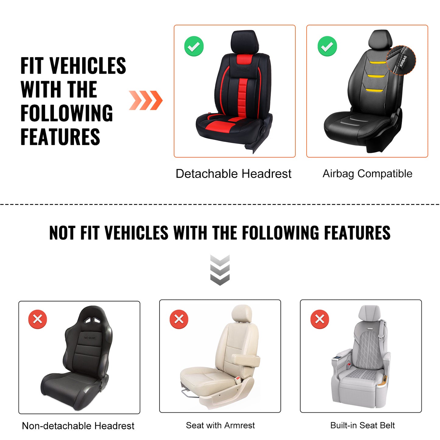 Autostoelhoes – Stoelhoes – Stoelhoezenset – Autostoelbeschermer – Autostoelhoes – Universeel Voorstoelen – Kunstleer – Airbagcompatibel – Volledig Omsloten Design