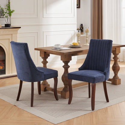 Eetkamerstoel – Stoel – Zitstoel – Dining Chair – Eettafelstoel – Velour Chenille Bekleding – Gouden Roestvrijstalen Poten – Diepblauw