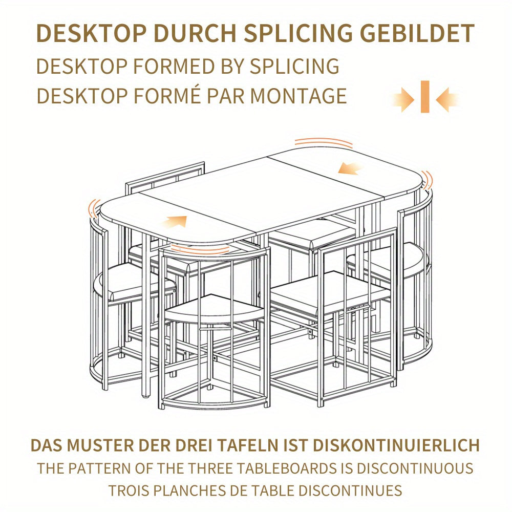 Eettafelset 6 Personen – Dining Table Set – Eetkamerset – Tafeltje Met Stoelen – Restaurantmeubilair – Modern Design – Wit MDF Blad – Zwart Metalen Frame – Comfortabele Grijze Stoelen – Duurzaam & Stevig