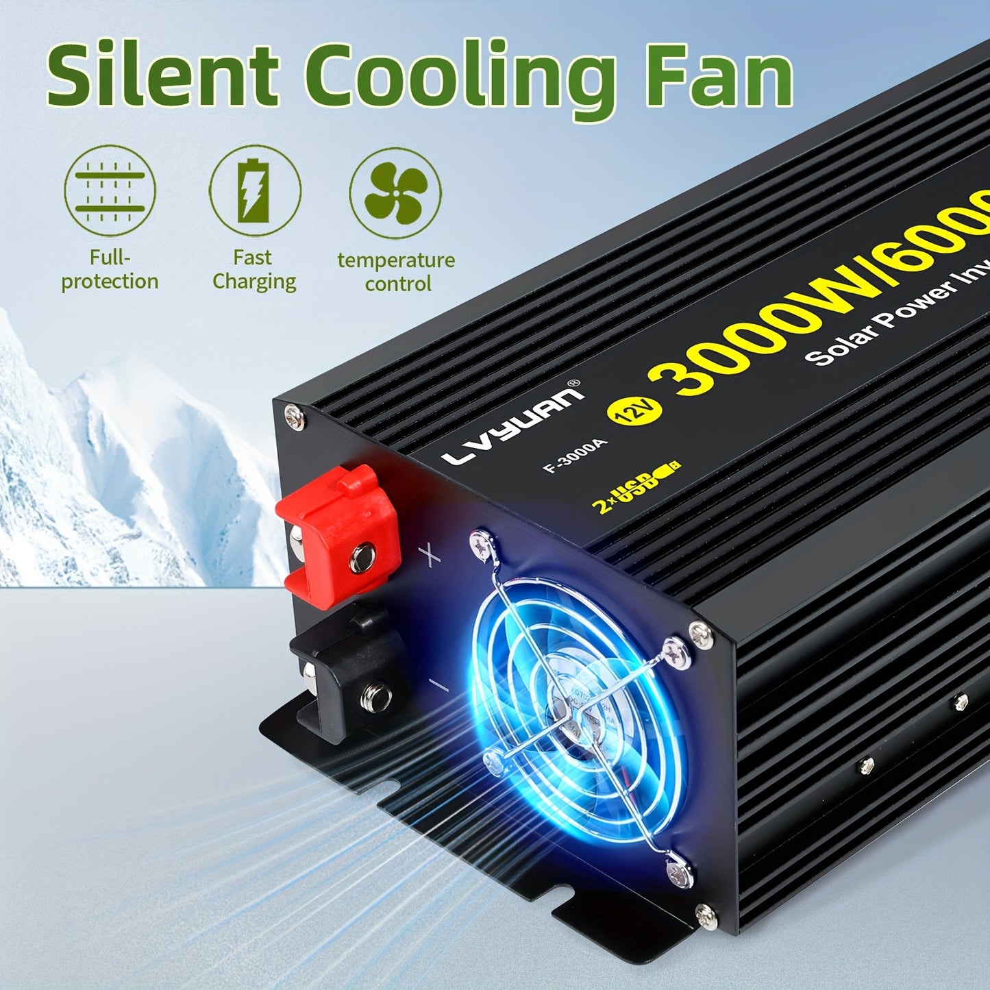 Omvormer – Spanningsomvormer – Converter – Stroomomzetter – Inverter – 3000W Continu Vermogen – LCD-Display & Metalen Behuizing