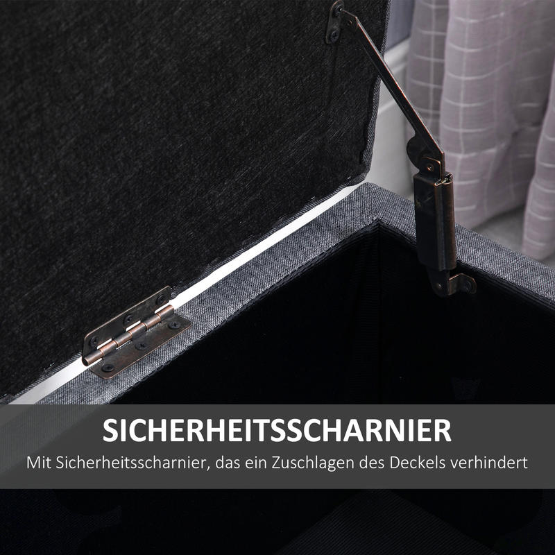 Schoenenbank – Schoenenkast – Schoenopberger – Schoenrek – Bankje – Met Opbergruimte – Gestoffeerde Zitting – Compact 100x40x44 cm – Donkergrijs Design