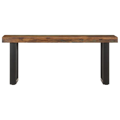 Bankje – Zitbank – Bank – Houten Bankje – Halbankje – Massief Gerecycled Hout – Stalen Onderstel – 110 Cm Breed – Duurzaam En Stevig