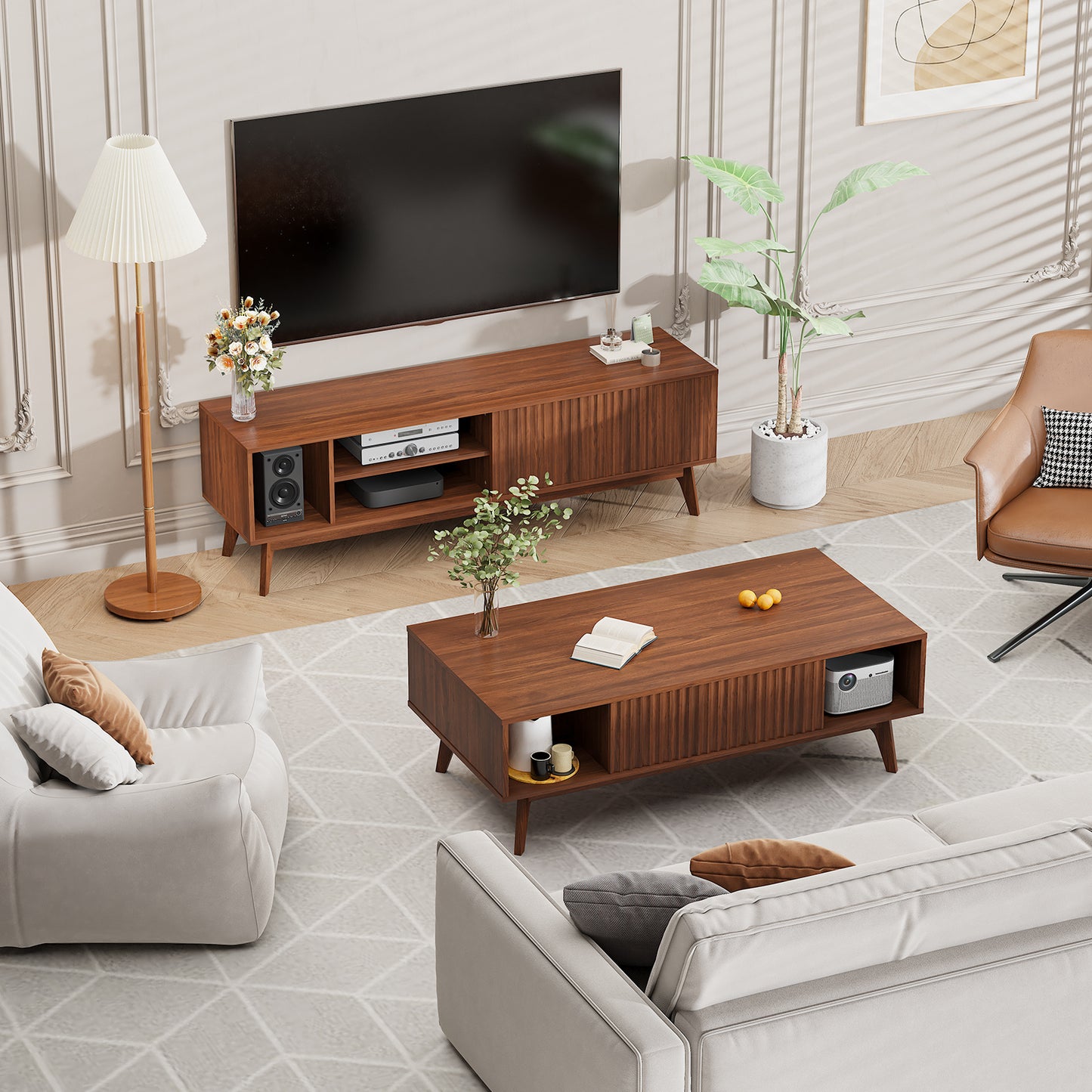 Tv Meubel – Tv Kast – Tv Dressoir – Media Meubel – Entertainment Center – Industrieel Design – Eikenhout – Geschikt Voor Televisies Tot 152,4 Cm