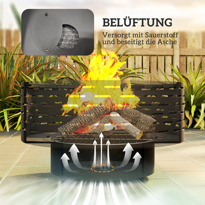 Vuurkorf – Tuinhaard – Buitenhaard – Vuurschaal – Barbecuekorf – Koolgrijs – Roestvrij Staal – 3-In-1 Functie – 60 x 39 cm