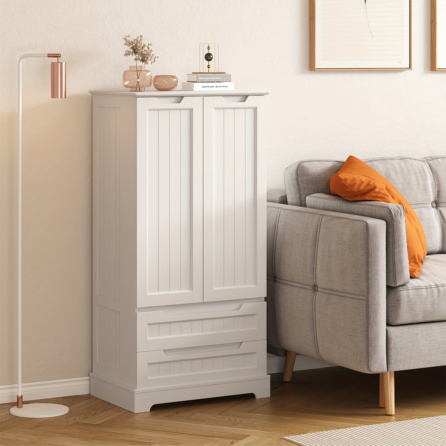 Keukenkast – Opbergkast – Keukenonderkast – Buffetkast – Organizer – Waterbestendig – Kantelbeveiliging – 2 Laden – 2 Deuren – Verstelbare Planken – Wit